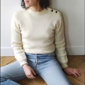 Vintage Pure Lambswool Off White Naval sweater - 1960s